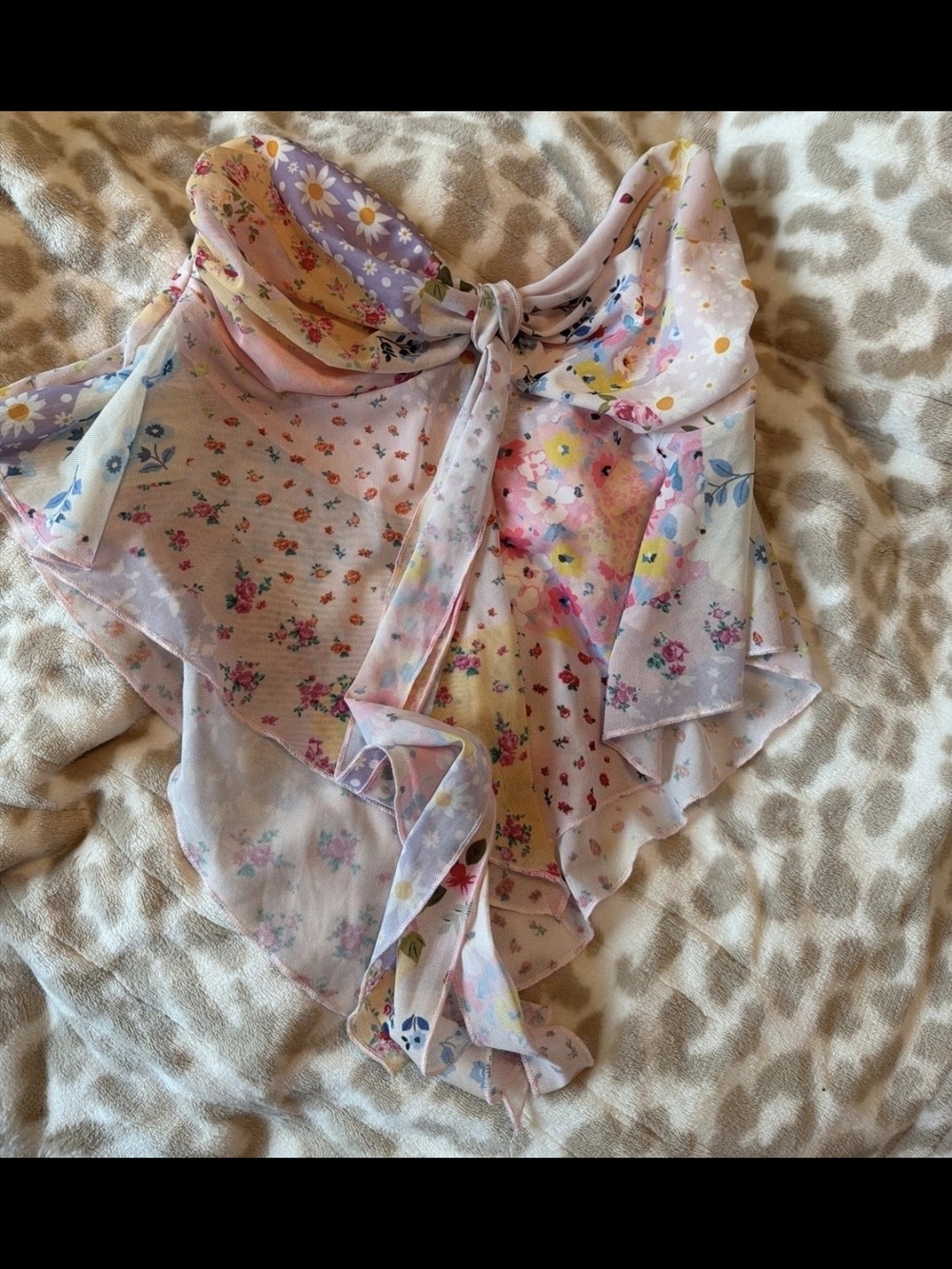 Pastel Floral Tie-Front Top in Pink & Lavender